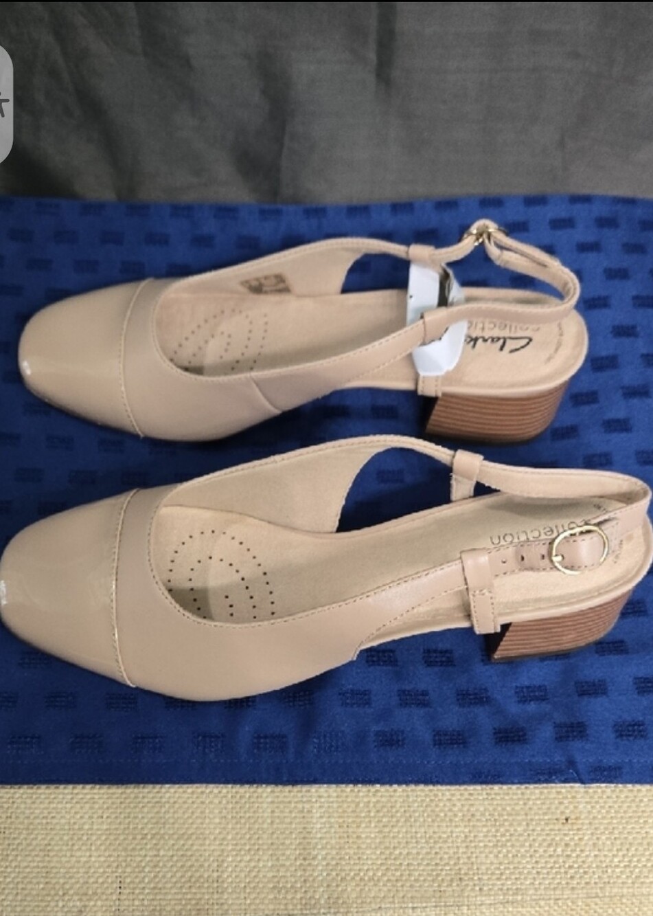 $100 Retail Clarks Blush Beige Slingback Block Heel Pumps